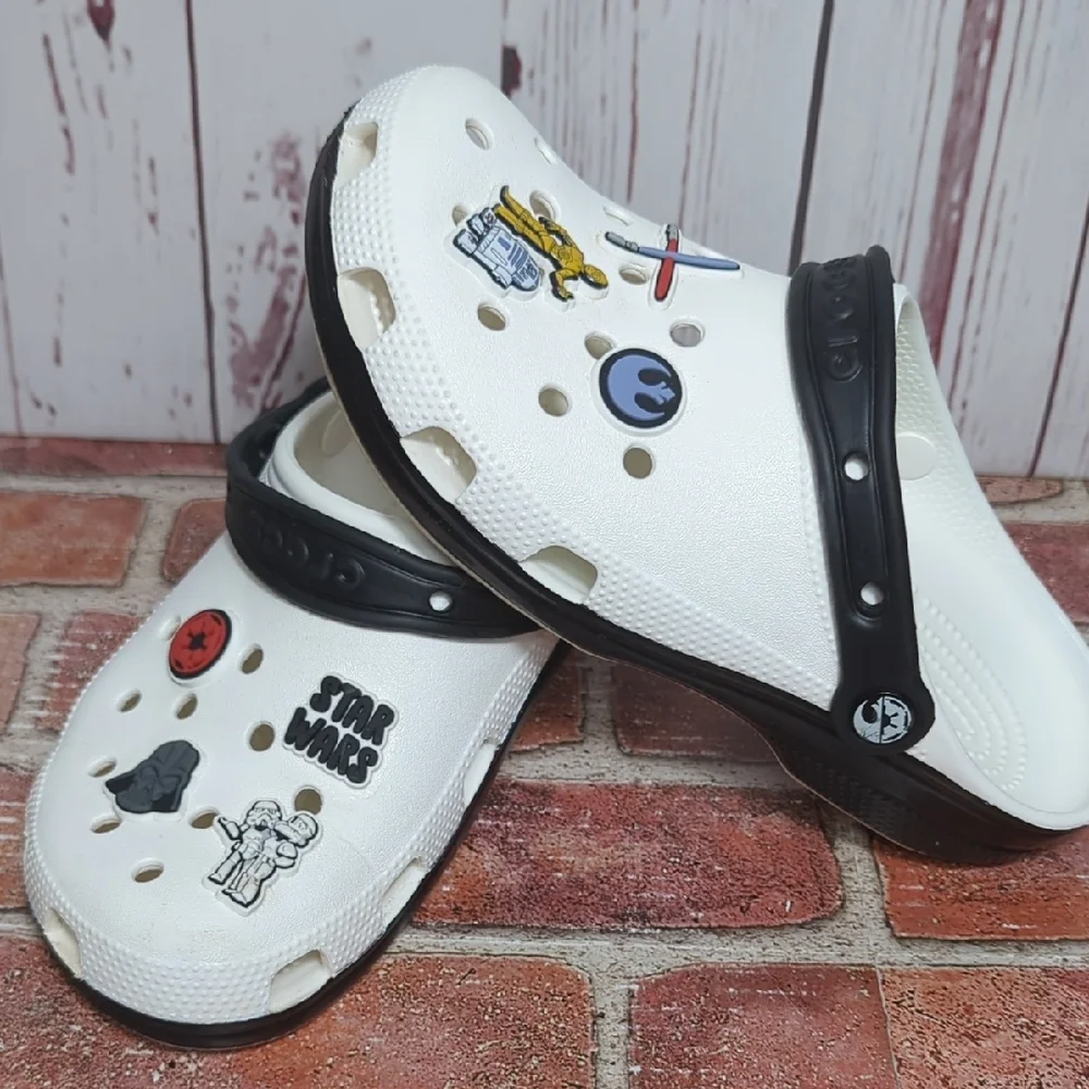 Disney Parks Star Wars Crocs Clogs 2024 Black White Men's 7 Women's 9 HTF Charms